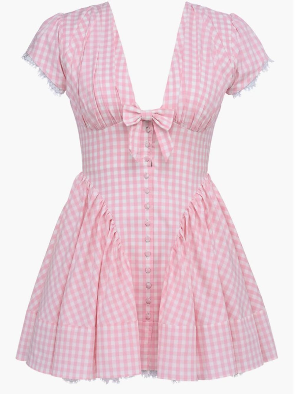 House of CB Emiliana Pink Gingham Cotton Mini Dress Size M Regular Length NWT - Picture 9 of 13